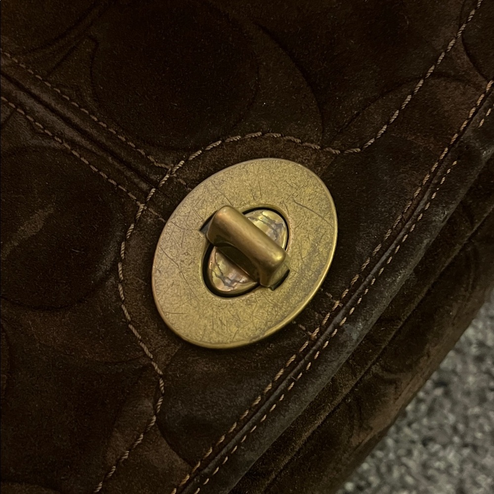 RARE Brown Suede Coach 65th Anniversary Legacy Shoulder Bag - Picture 4 of 11